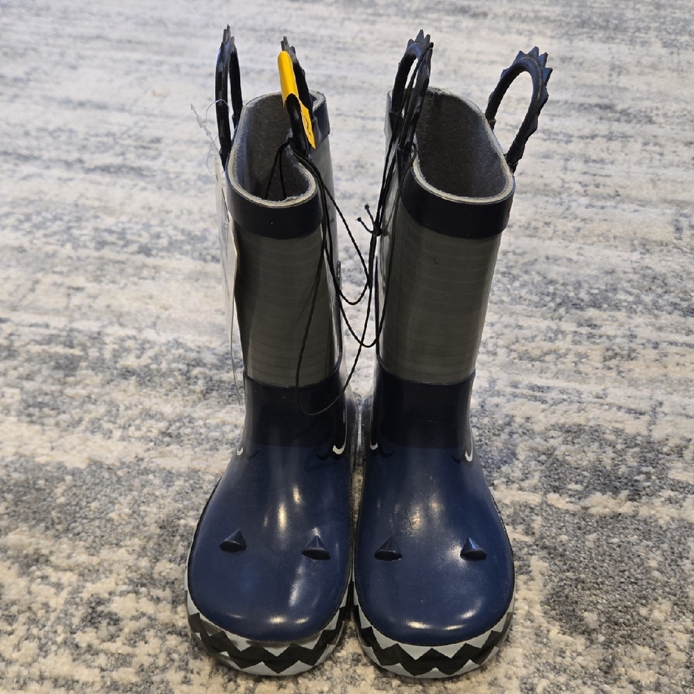 Kids Blue Dinosaur Rain Boots